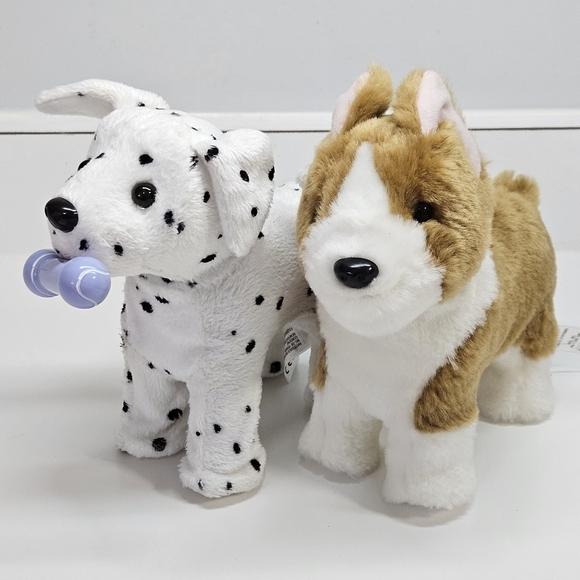 American Girl Corgi and Dalmatian Puppy Dog Set of Two Poseable Bone Toy Retired - Picture 2 of 5
